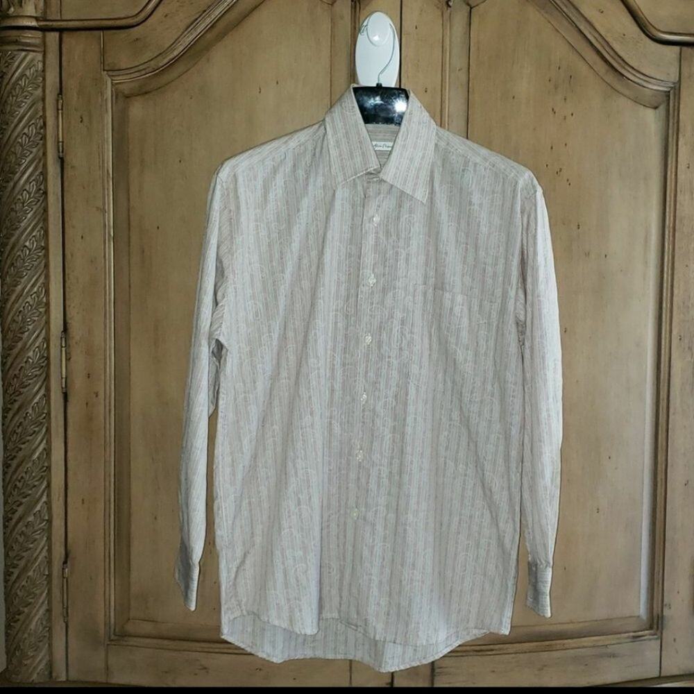 Alan Flusser Long Sleeve Paisley Striped Button Down Shirt